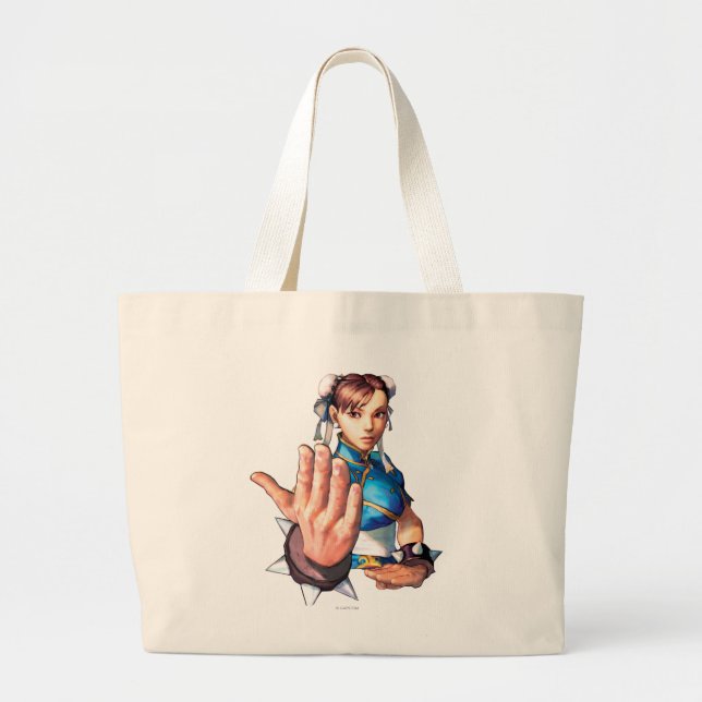 Chun-Li With Hand Up Large Tote Bag (Front)
