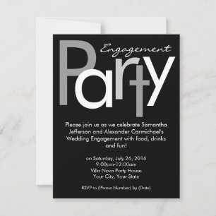 Chunky Black and White Engagement Party Invitation
