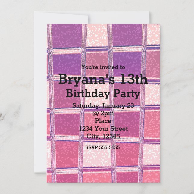Chunky Chic Glitter Squares Glam Party Invitations (Front)