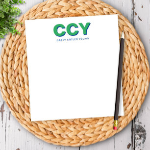 Chunky Initials Green and Blue Personalized Notepad