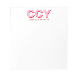 Chunky Initials Pink and Coral Personalized Notepad