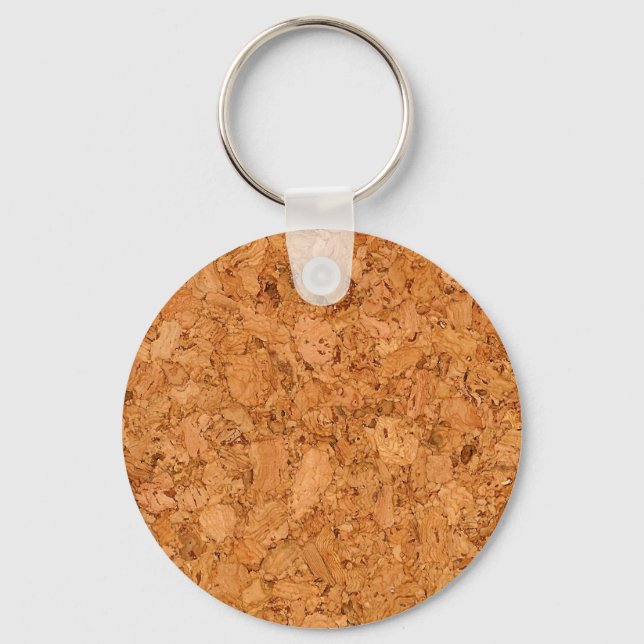 Chunky Natural Cork Wood Grain Look Keychain (Front)