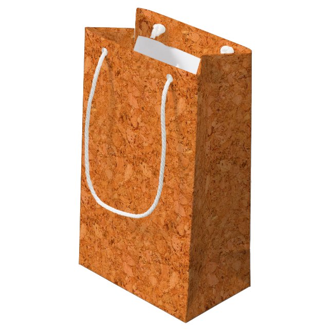Chunky Natural Cork Wood Grain Look Small Gift Bag (Back Angled)