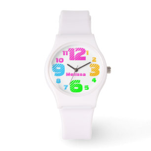 Chunky Neon Numbers Women's White Watch