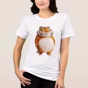 Chunky Orange Tiger Tee Cute Round Zodiac Tiger