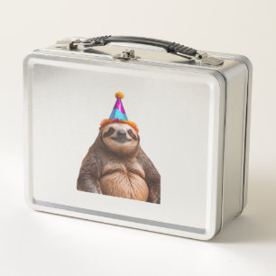 Chunky Sloth birthday party hat gift funny meme pr Metal Lunch Box