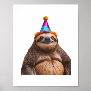 Chunky Sloth birthday party hat gift funny meme pr Poster