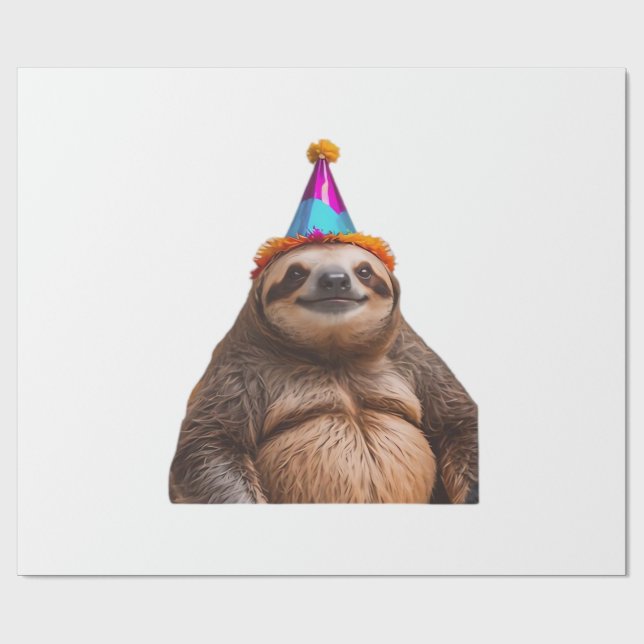 Chunky Sloth birthday party hat gift funny meme pr Wrapping Paper (Flat)
