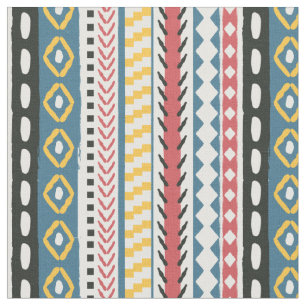 Chunky Tribal Stripe,Colorful Boho Print Fabric