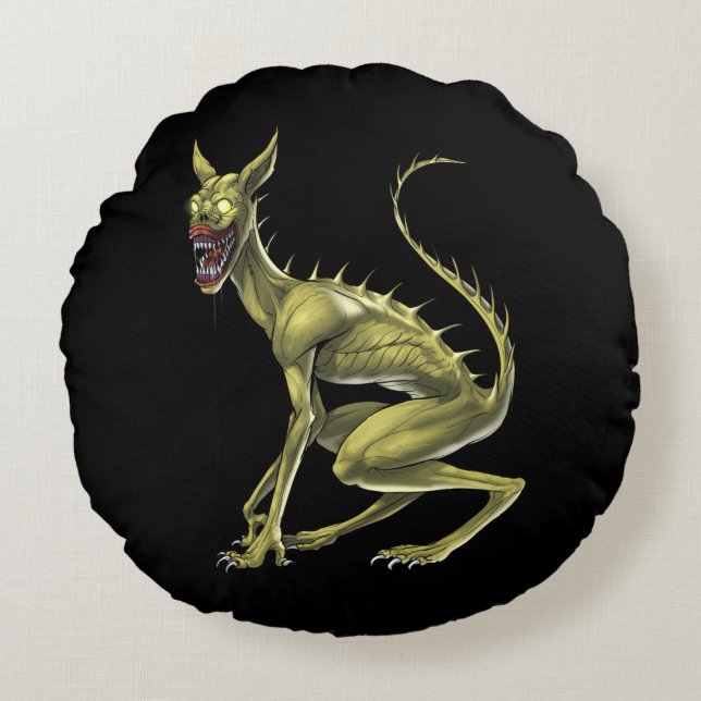 Chupacabra Cryptid Beast Round Pillow (Front)