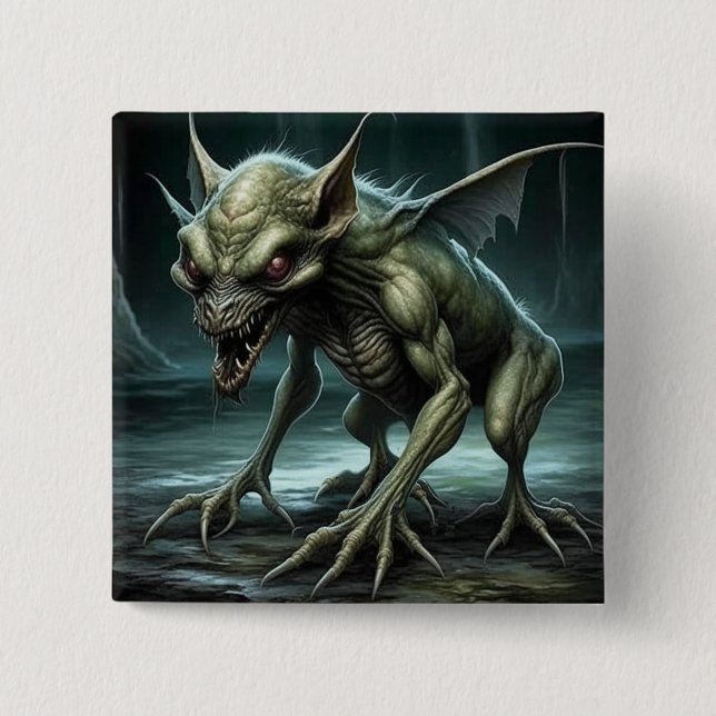 Chupacabra - Cryptid Monsters or Animals 2 Inch Square Button (Front)