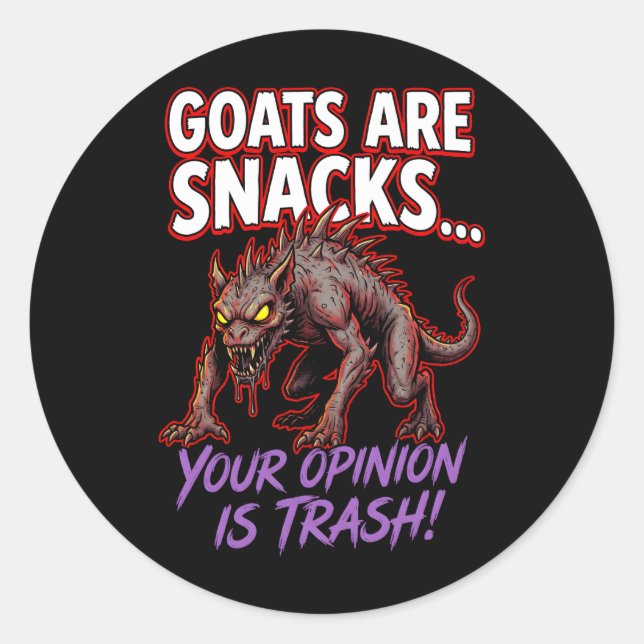 Chupacabra Goats Are Snacks Funny Cryptid Humor Classic Round Sticker (Front)
