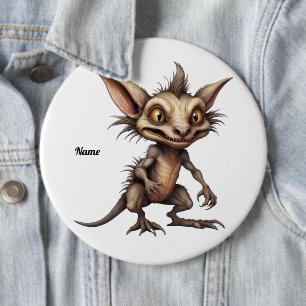 Chupacabra Gremlin Hybrid Illustration 6 Inch Round Button