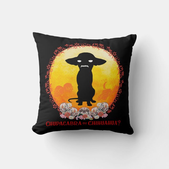 Chupacabra or Chihuahua, Funny Dog 2 sided   Throw Pillow (Front)