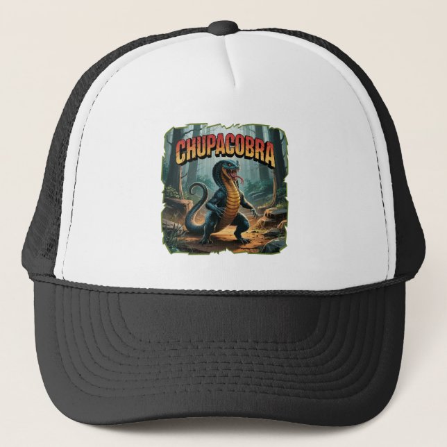 Chupacobra Illustration – Chupacabra Cobra Scary Trucker Hat (Front)