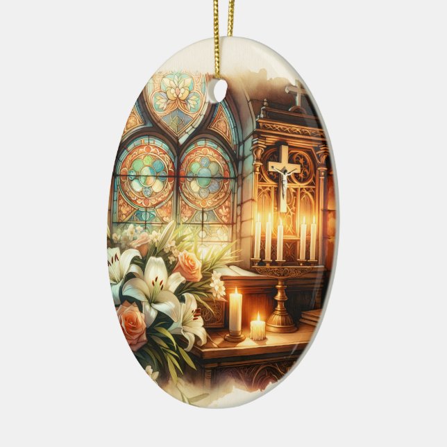 Church Altar Personalized Ornament (Left)
