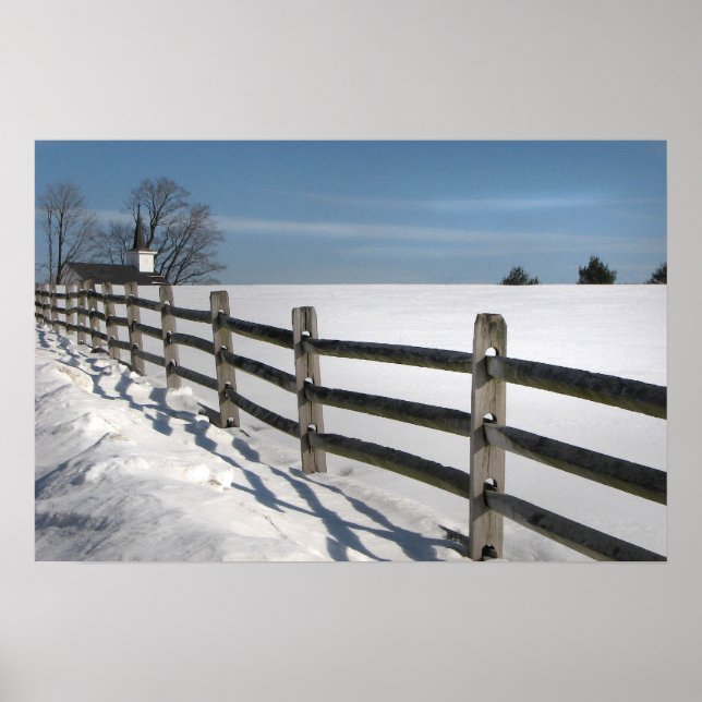 Church and Fence Posts Poster (Front)