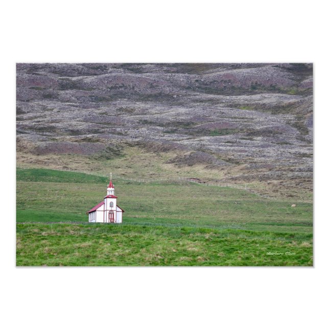 church and mountain--Northwest Iceland Photo Print (Front)