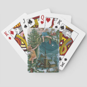Church Angel Cherub Christmas Tree Playing Cards