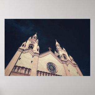 Church Architecture in Dark Background Poster