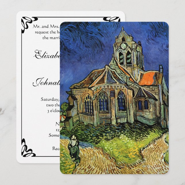 Church at Auvers by Vincent van Gogh Wedding Invitation (Front/Back)