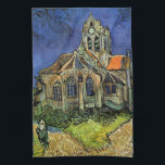Church at Auvers-sur-Oise by Vincent van Gogh Kitchen Towel<br><div class="desc">Church at Auvers by Vincent van Gogh is a vintage fine art post impressionism architectural painting. An exterior view of a church with stained glass windows and a figure walking towards the Chapel along a cobblestone path. About the artist: Vincent Willem van Gogh (1853 -1890) was one of the most...</div>
