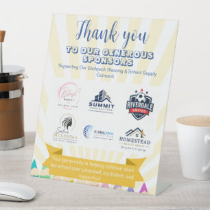 church Back to School Sponsor Appreciation Pedestal Sign
