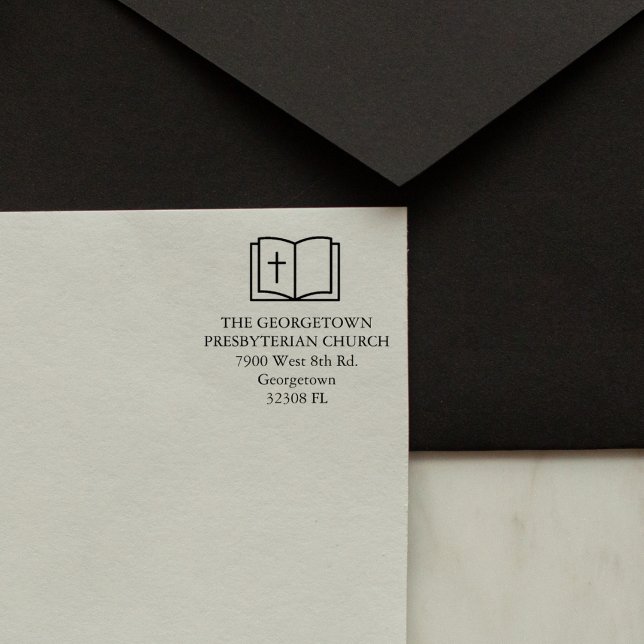 Church Bible Custom Elegant Return Address Self-inking Stamp (Creator Uploaded)