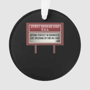 Church Billboard Signs Christian Joke Acting Ornament