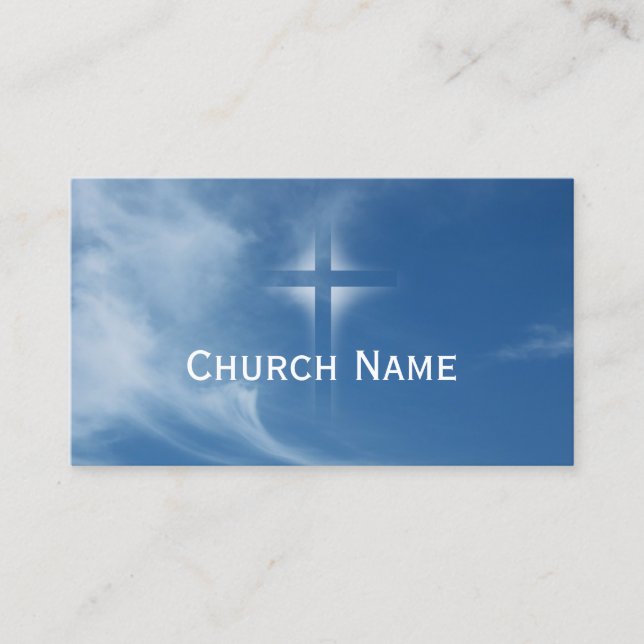 Church Blue Sky Holy Cross Pastor Business Card (Front)