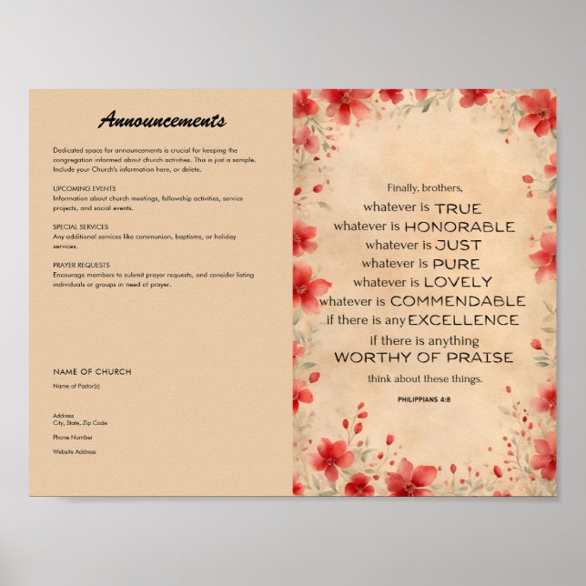 Church Bulletin for Download and Print (Front)