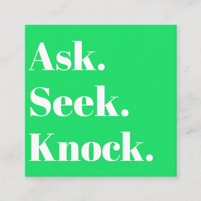 Church Business QR code Promotional Green Square Business Card (Front)