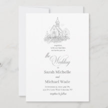 Church Calligraphy Wedding Invitation