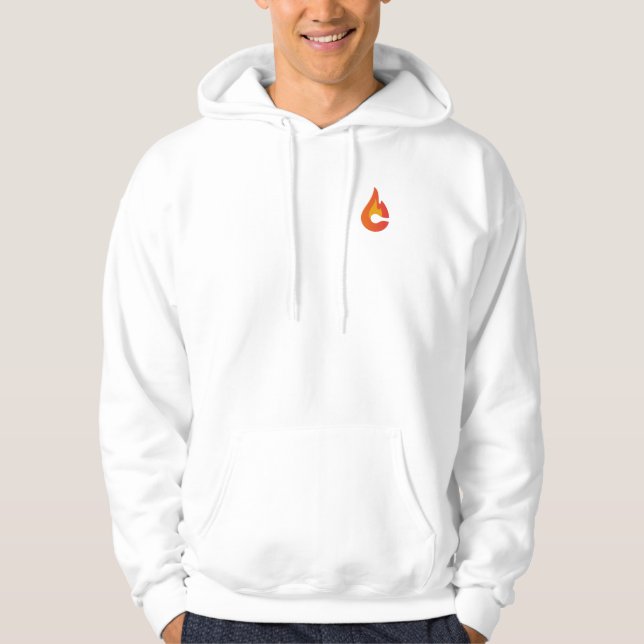 Church Challenge Flame Only Mens White Hoodie (Front)