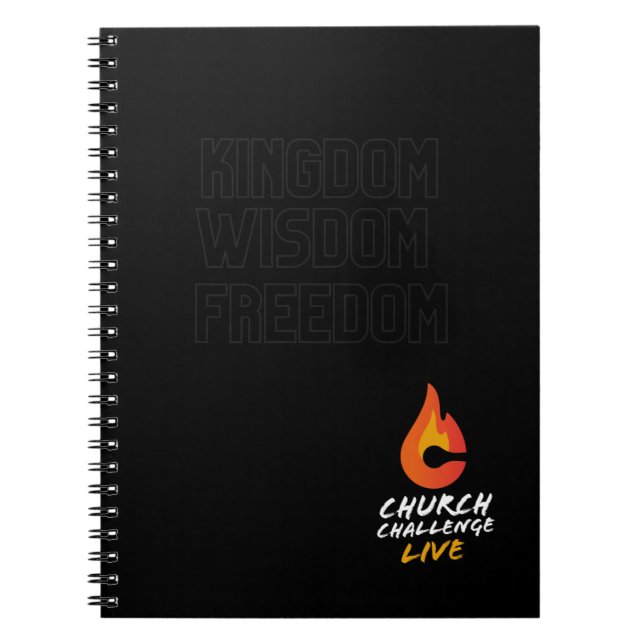 Church Challenge KINGDOM WISDOM FREEDOM Flame Notebook (Front)