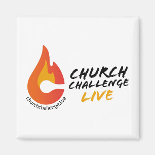CHURCH CHALLENGE LIVE Orange Flamed C Square Magnet