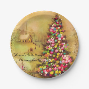Church & Christmas Tree Personalize Paper Napkins Plate