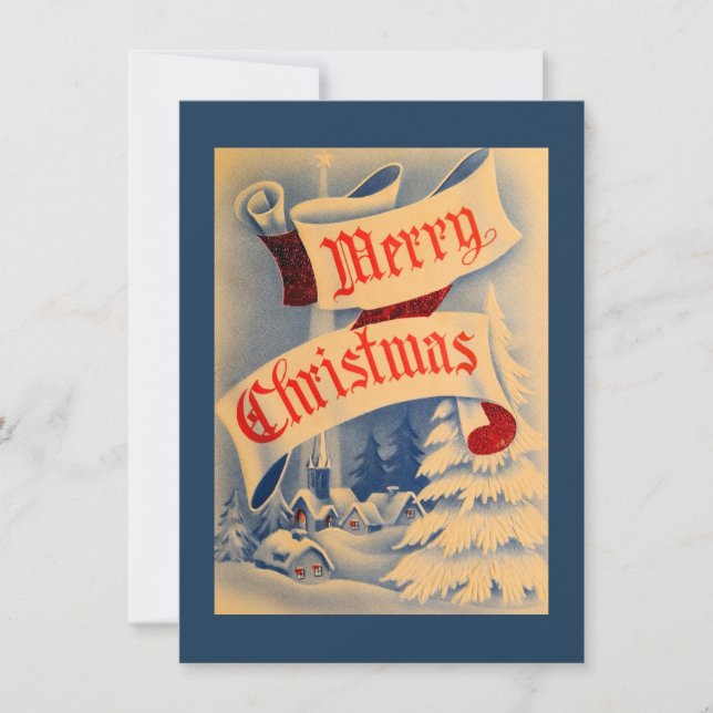 Church Christmas Vintage Greeting Card (Front)