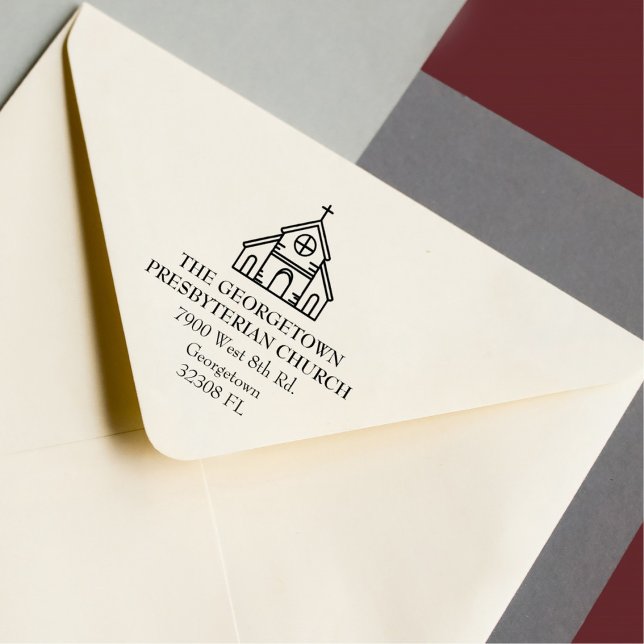Church Custom Elegant Return Address Rubber Stamp (Creator Uploaded)