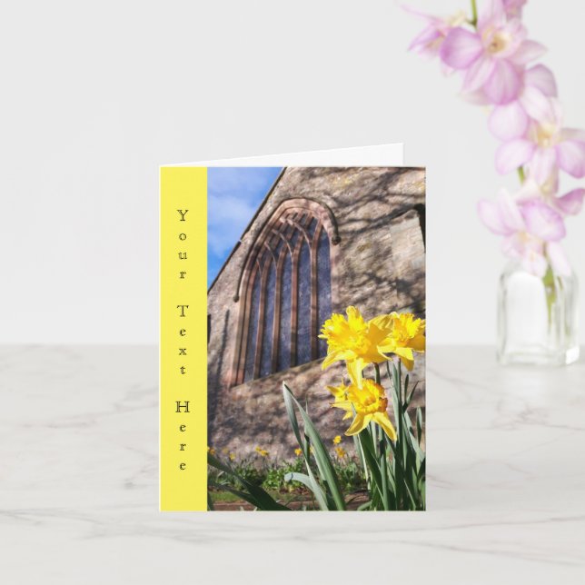Church Daffodils  - Customisable greetings card (Orchid)