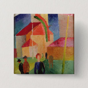 Church Decorated with Flags 2 Inch Square Button
