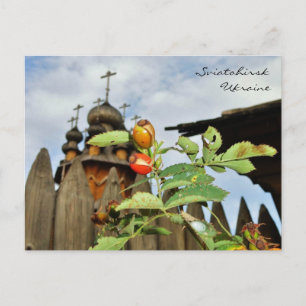 Church Domes and Rose Hips in Ukraine Postcard