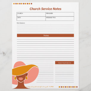 Church Ethnic Woman Service Notes Christian Bible Letterhead