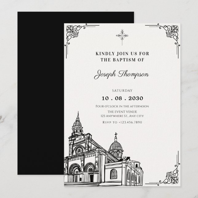Church gothic baptism invitation (Front/Back)