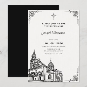Church gothic baptism invitation
