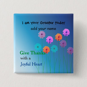 Church Greeter Name Plate 2 Inch Square Button