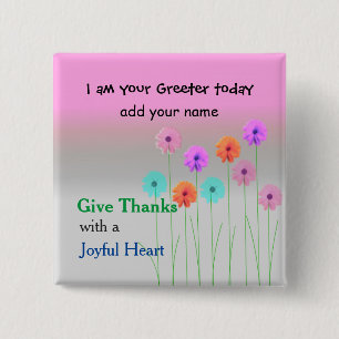 Church Greeter Name Plate 2 Inch Square Button