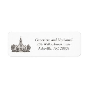 Church Illustration Elegant Wedding Return Address