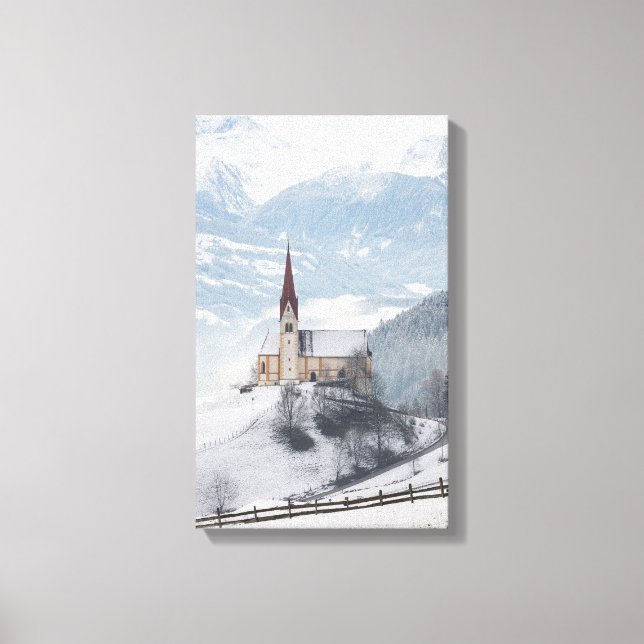 Church in an alpine winter landscape canvas print (Front)