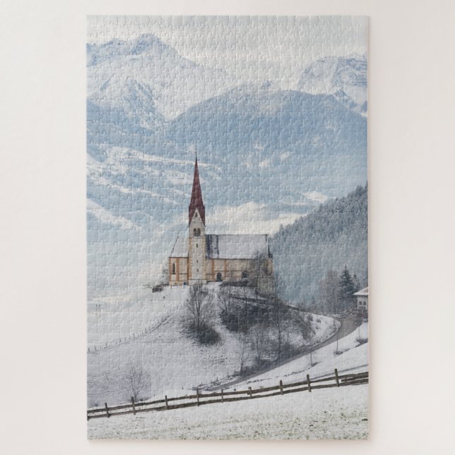 Church in an alpine winter landscape jigsaw puzzle (Vertical)